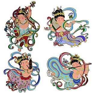 萌版敦煌乐队伎乐飞天金属艺术书签中国风礼盒生日礼物古典创意文艺复古小清新礼品送老外送老婆年会伴手礼
