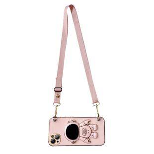 新款电镀太空人支架适用苹果17手机壳iPhone16全包17promax女款硅胶15防摔套14带挂绳13可背12斜挎15plus软xr