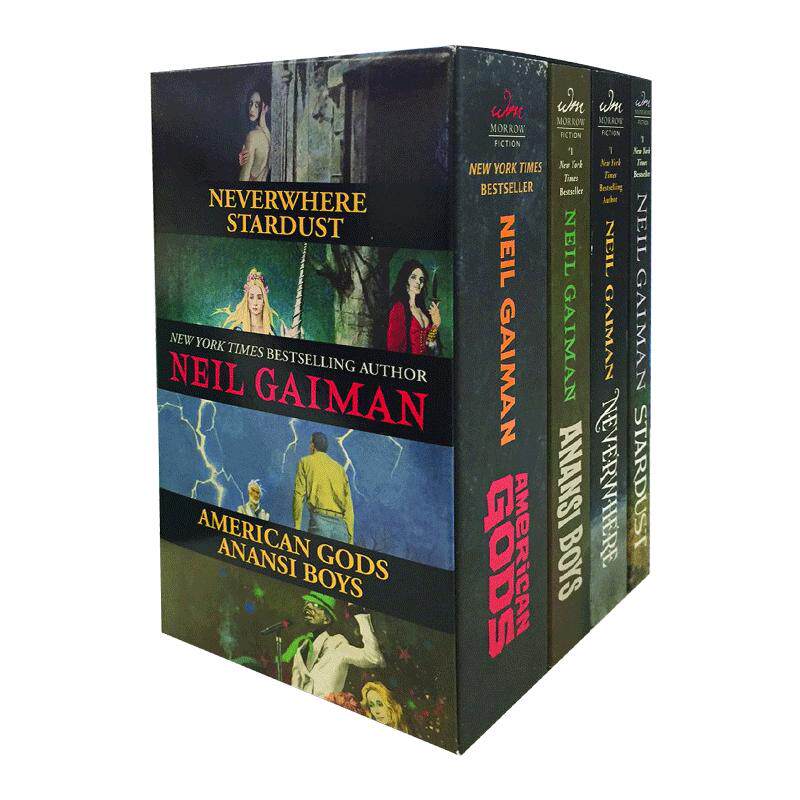 英文原版 Neil Gaiman Mass Market Box Set 尼尔盖曼4本套装 美国众神 蜘蛛男孩 乌有之乡 星尘 科幻小说集 英文版 进口英语书