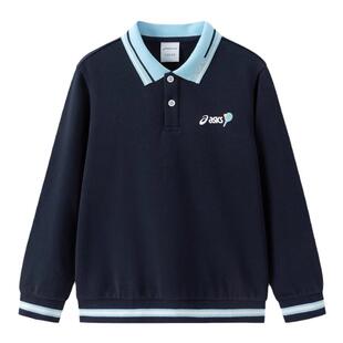 亚瑟士童装2025年秋冬儿童卫衣网球运动长袖T恤男女衬衫领运动服