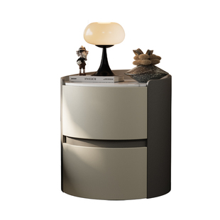 极简意式圆形床头柜新款实木高级感卧室简约现代小户型储物床边柜