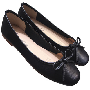 韩国小单鞋女平底平跟2026春夏方头浅口瓢鞋百搭软底蝴蝶结奶奶鞋