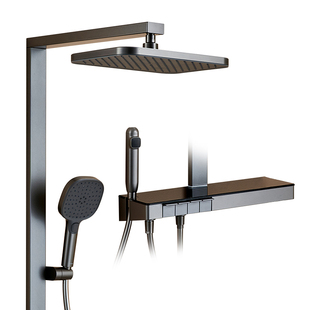 安华卫浴花洒数显钢琴键恒温天幕花洒套装家用浴室明装淋浴器9038