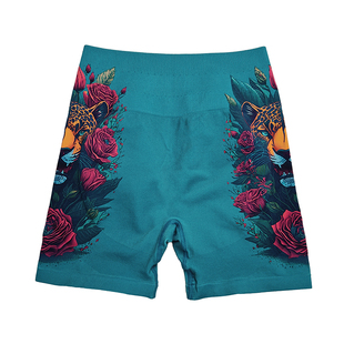 2025年新款女高腰热辣健身训练短裤三分蜜桃提臀瑜伽短裤印花外穿