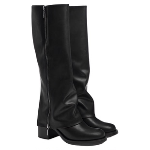 CHARLES&KEITH春季女靴CK1-90580191拉链长筒裤管靴粗高跟长靴