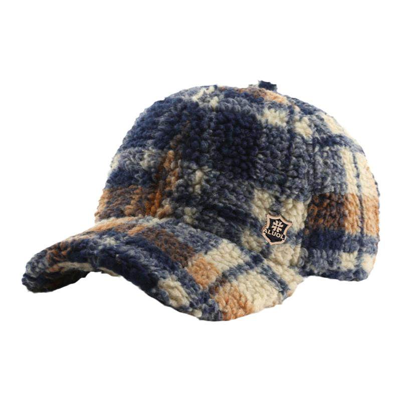 冬季男女街头羊羔毛保暖棒球帽