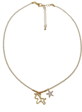 法式复古小木马吊坠珍珠项链