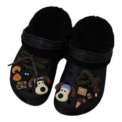 Mkop洞洞鞋内胆毛绒棉可拆卸加绒鞋套适配Crocs/Cross云朵泡芙