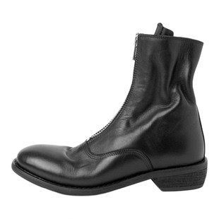 秋冬新款短靴水洗马皮guidi靴310真皮圆头马丁靴女前拉链软皮倒靴