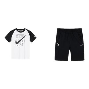 【全棉】Nike 3brand儿童套装男女童短袖T恤短裤运动装N32522409