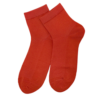 大红袜子薄款夏季男女款本命年纯棉中筒网眼透气短袜结婚情侣一对