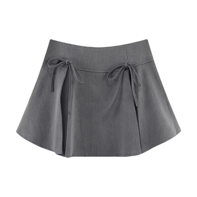 黑色蝴蝶结半身裙女夏韩系辣妹防走光高腰显瘦小个子百褶a字短裙