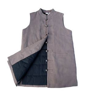 【苇素禅服】加厚加棉，马甲女中长款中国风练功太极服无袖外套