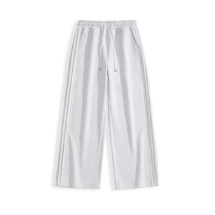 GV真维斯灰色卫裤男春季2026新款直筒裤男士裤子褶皱运动裤男款C