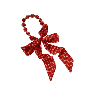 韩系复古红色波点长条丝巾项链女高级概念小众百搭系脖领巾配饰