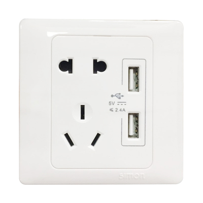 西蒙86型双usb手机充电插座面板