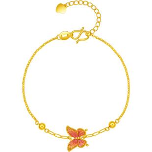 周六福5G黄金手链足金计价蝴蝶金链子手饰首饰女友黄金品类日系列