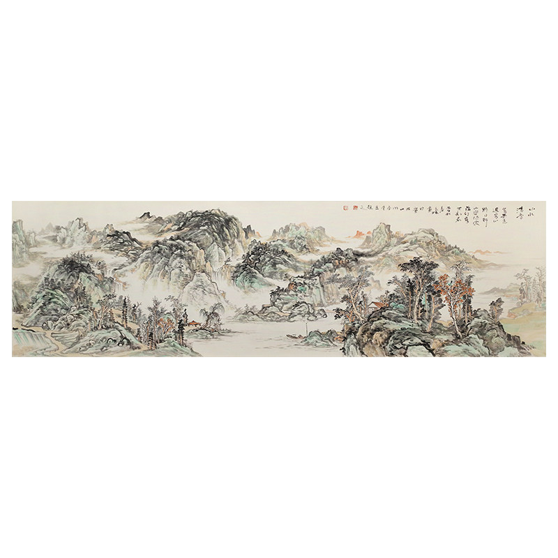 孤品名家手绘山水大横幅挂画