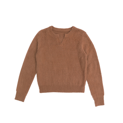 SNU 原创套头v领软糯拉毛毛衣女春小众高级感慵懒风内搭针织上衣