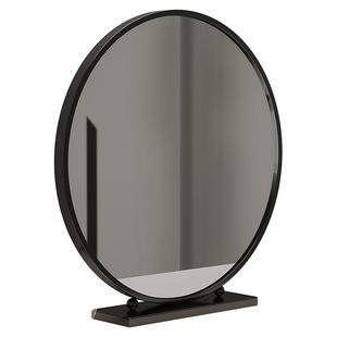 简约台式化妆镜圆形桌面梳妆镜卧室学生宿舍铁艺大镜子梳妆台镜子