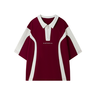 BJHG不计后果polo衫男款短袖夏季痞帅高级感潮撞色拼接针织上衣女