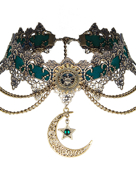 大陆蒸汽朋克月亮吊坠蕾丝