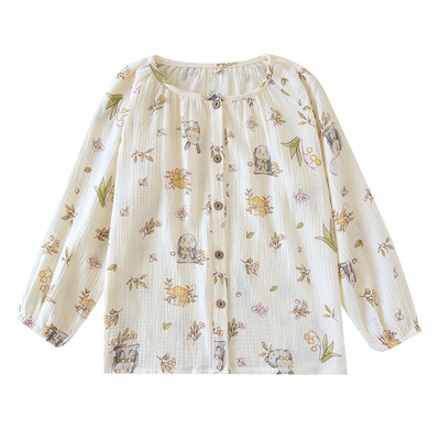 绉布单件上衣家居服睡衣春夏纯棉