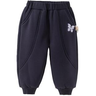 戴维贝拉儿童裤子2025秋冬新款女童内里加绒束脚裤休闲针织长裤