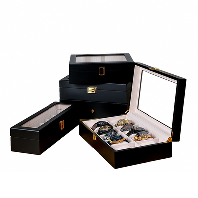 檀韵致远烤油漆黑色手表收纳盒