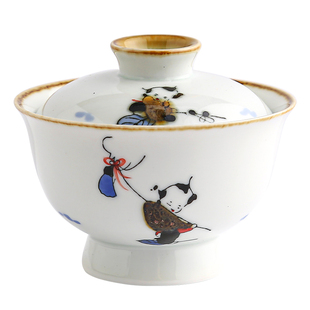 归藏 三才盖碗茶杯茶碗带盖公道杯陶瓷仿古窑变功夫茶青花泡茶器