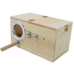 宠儿新家透明实木鹦鹉繁殖箱 鸟巢箱鸟窝鸟笼繁殖盒子 送木屑站杠