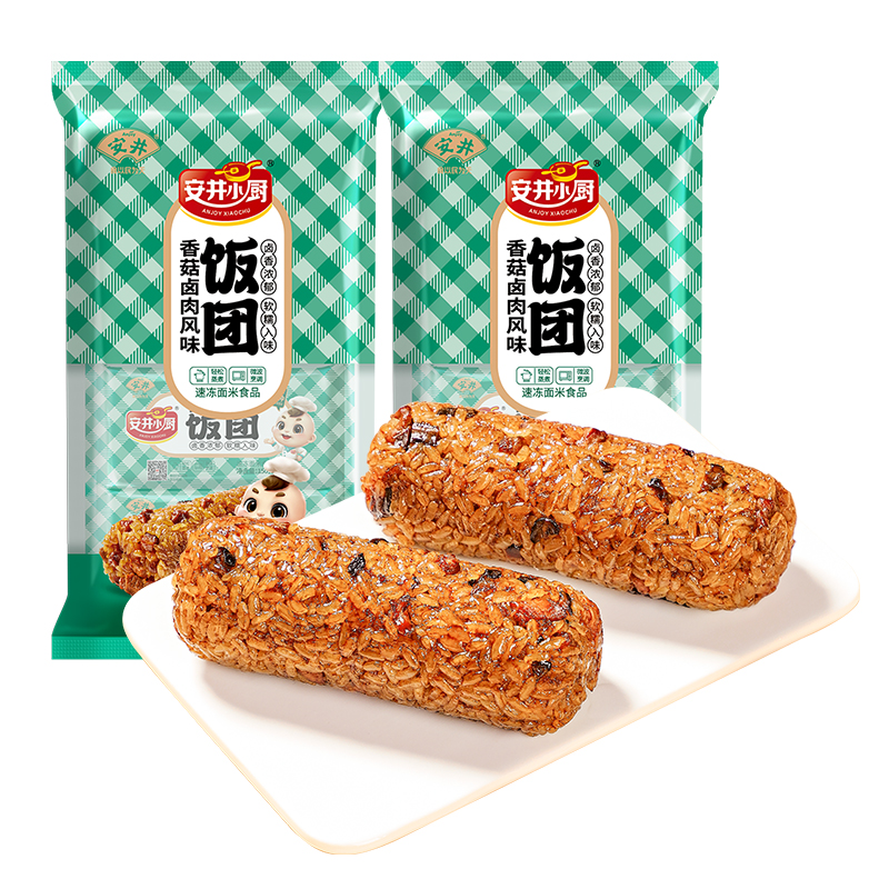 【89元4件】安井香菇卤肉味饭团600g*2袋共8个装早餐速食饭团方便