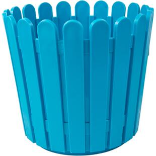 树脂花盆仿木格栅栏加厚多彩创意田园大号塑料圆形简约阳台蓝莓盆