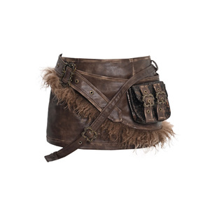 血液供给原创◆流亡之旅 朋克美拉德做旧腰包PU裙裤半身裙三件套