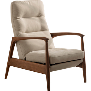 良年家具 功能沙发椅黑胡桃木北欧客厅懒人慕斯可调节单人扶手椅