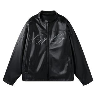 BJHG不计后果美式冲孔皮衣外套男款春季2026新款PU皮夹克机车服女