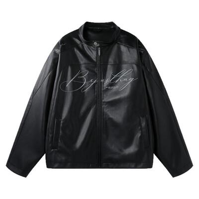 BJHG美式冲孔皮衣夹克外套设计感