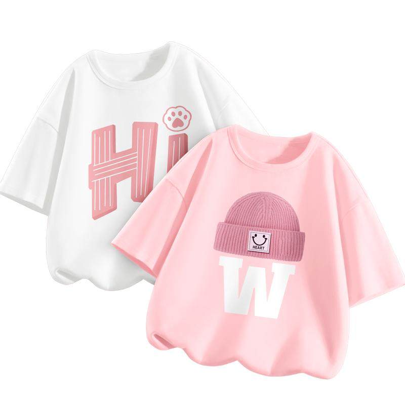棉致女童短袖t恤夏季2026新款粉色半袖上衣儿童夏装纯棉衣服童装