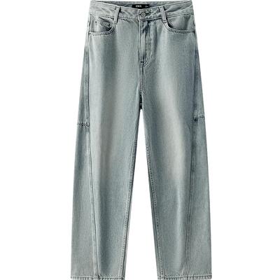 森马纯棉做旧分割阔腿牛仔裤女