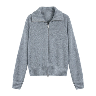 Maven Lin 智性模式 100%羊毛立领毛衣开衫女双拉链针织外套上衣