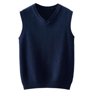 冬季毛线背心男士韩版V领毛背心菱形针织衫马甲修身无袖毛衣背心