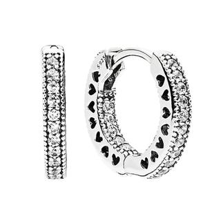 Pandora潘多拉Pandora之心耳环925银镂空设计百搭礼物