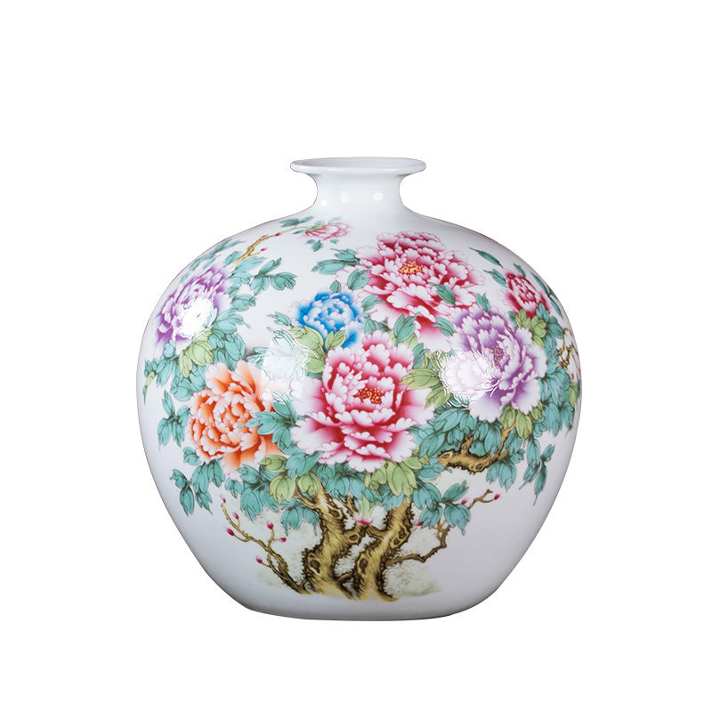 陶瓷景德镇客厅牡丹花瓶摆件