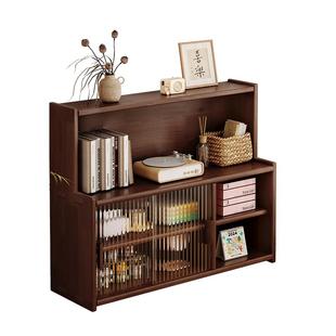 实木桌面收纳柜简易多层储物柜杂物杯子置物架卧室桌上防尘小书柜