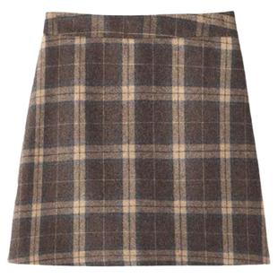 2025新款复古时尚裙子韩版学生高腰A字短裙毛呢格子半身裙女秋冬