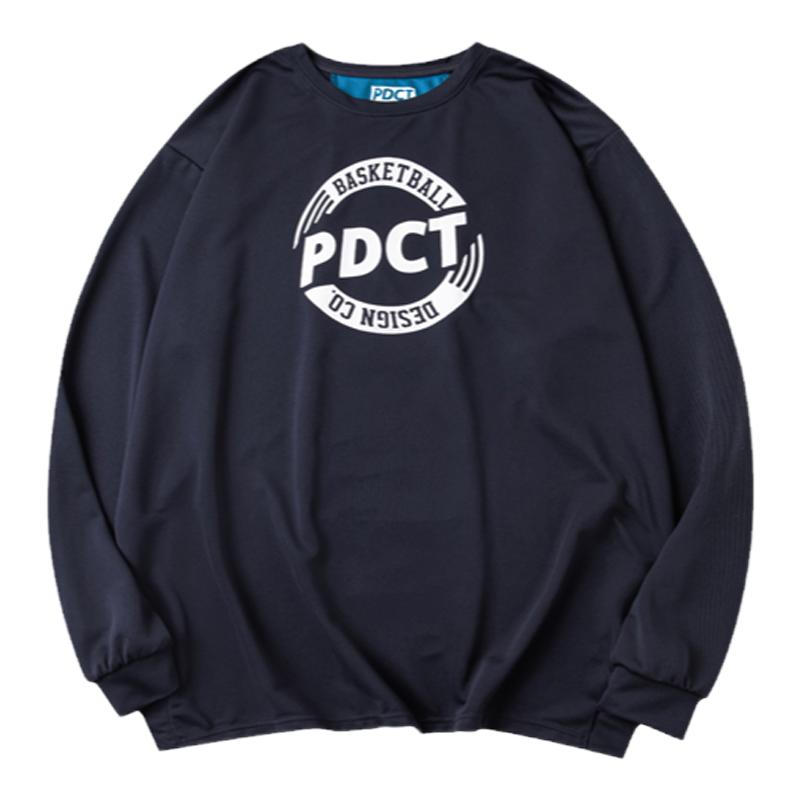 PDCT秋季美式街头LOGO印花投篮篮球服速干排汗运动长袖撞色北卡蓝