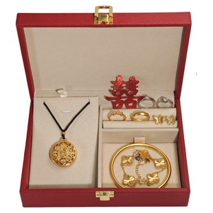 婚礼摆台结婚假五金首饰套装订婚假三金八宝罗盘仿真黄金摆台摆件