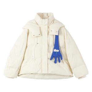 KEIKO奇趣感奶黄色短款连帽棉服