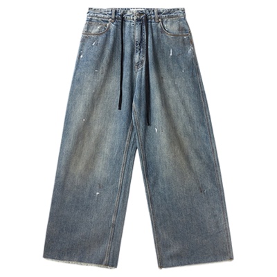 ETHOR秋冬女士做旧水洗牛仔长裤