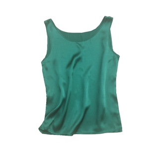 欧货纯桑蚕丝绸缎打底吊带背心圆领真丝短内搭宽松显瘦上衣女大码